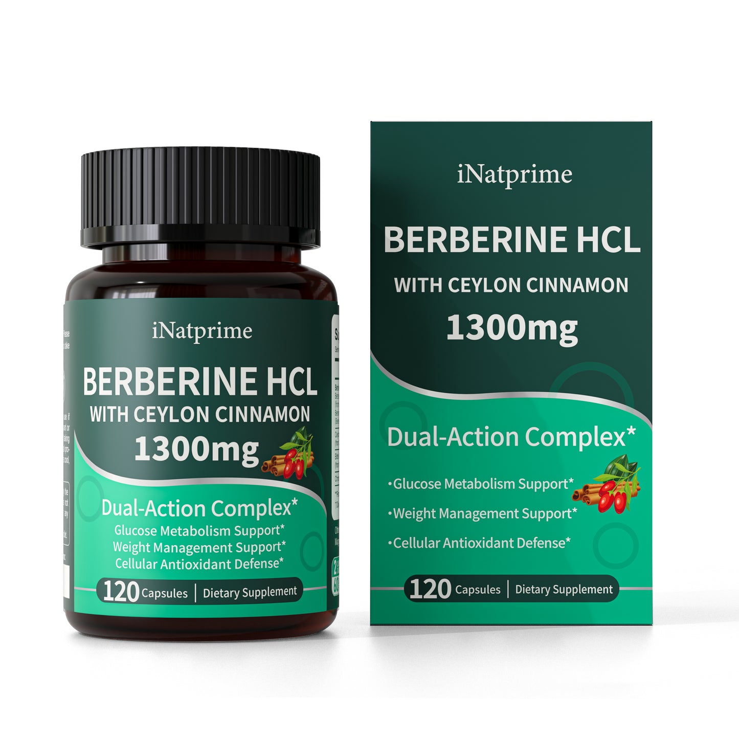 iNatprime Berberine Supplements with Ceylon Cinnamon, Organic Phytosome Complex & Chromium - Pure Berberine Hcl Powder Capsules Supports Gut, Heart, Blood Sugar & Cholesterol Health Gluten-Free 60 Caps
