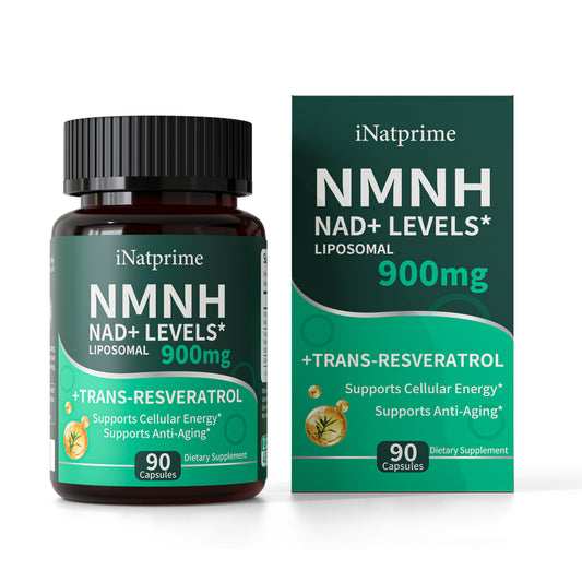 iNatprime NMNH Supplement – Liposomal NAD+ Resveratrol – Dihydronicotinamide Mononucleotide for Cellular Health, Anti Aging, Energy, Daily Vitality - 900mg 90 Capsules