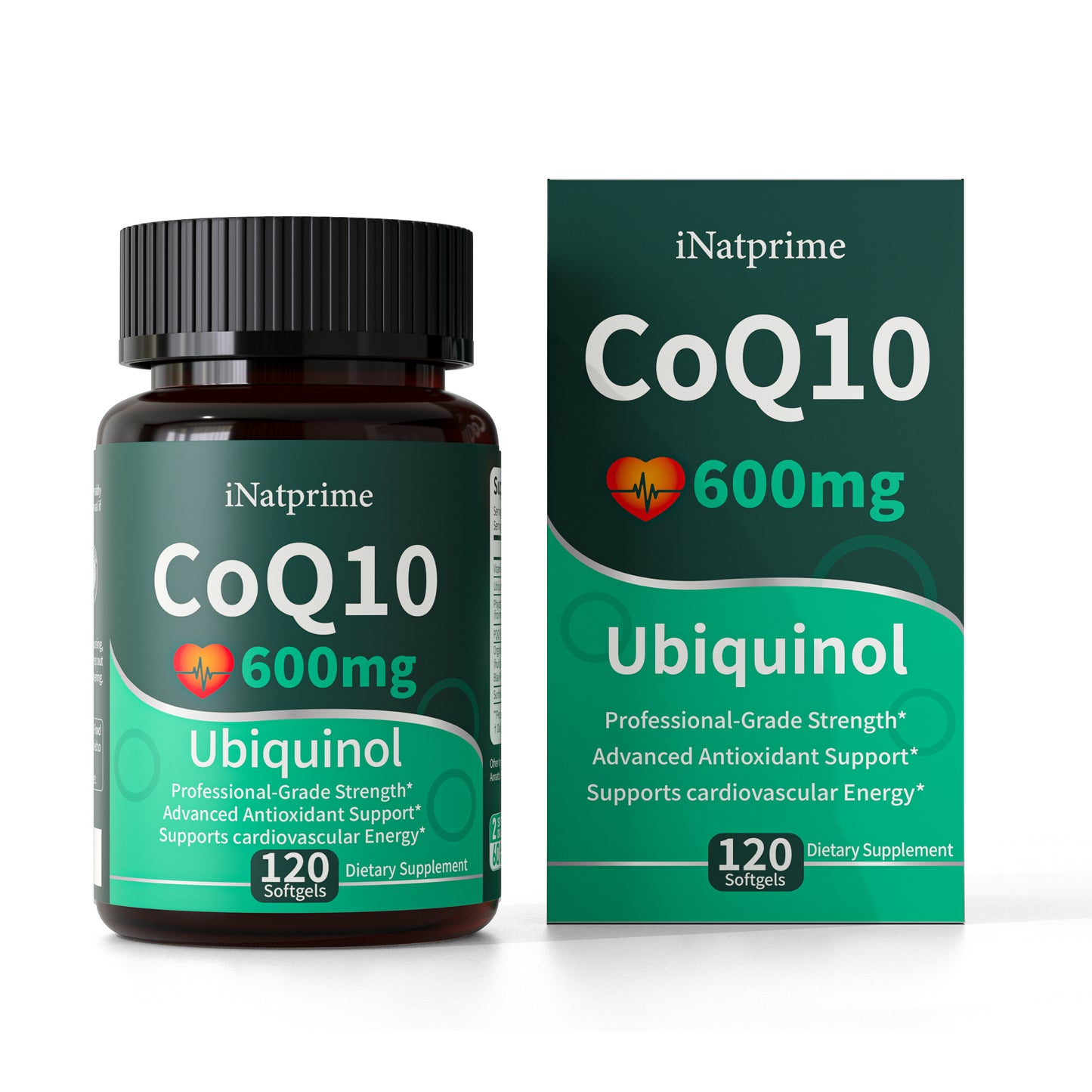iNatprime Ubiquinol CoQ10 600 mg Softgels - Coenzyme Q10 Supplements with Pqq Vitamins Black Pepper, Maximum Absorption Co q 10 for Antioxidants, Vascular, Heart Health, Cellular Energy C0q10 120 Count